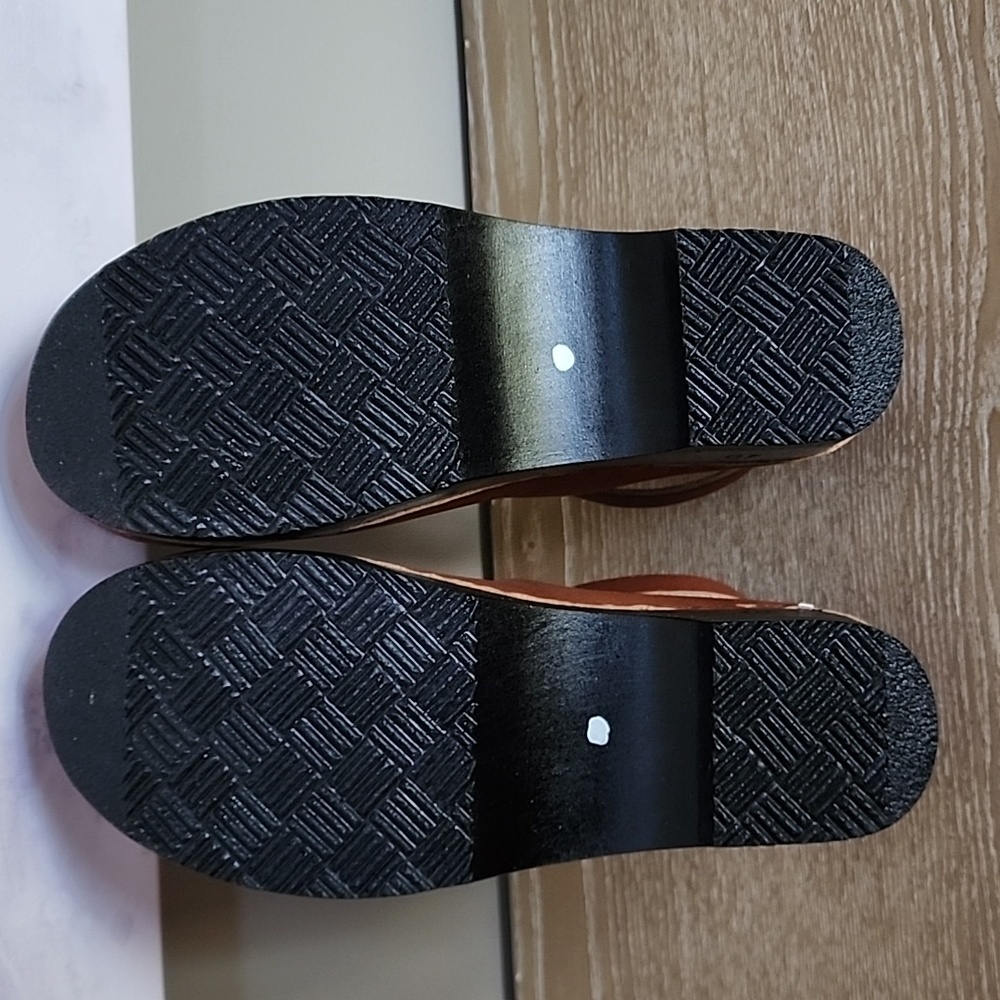 Sven Tan Leather Clog Mules with Ankle Strap - Picture 9 of 12
